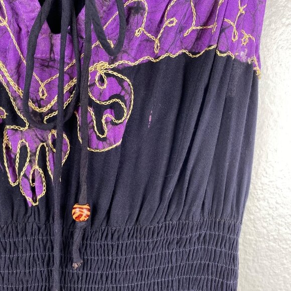 Advanced Apparel Dress Women's Sleeveless Smocked Purple Free Size Boho Fairy - Picture 7 of 13